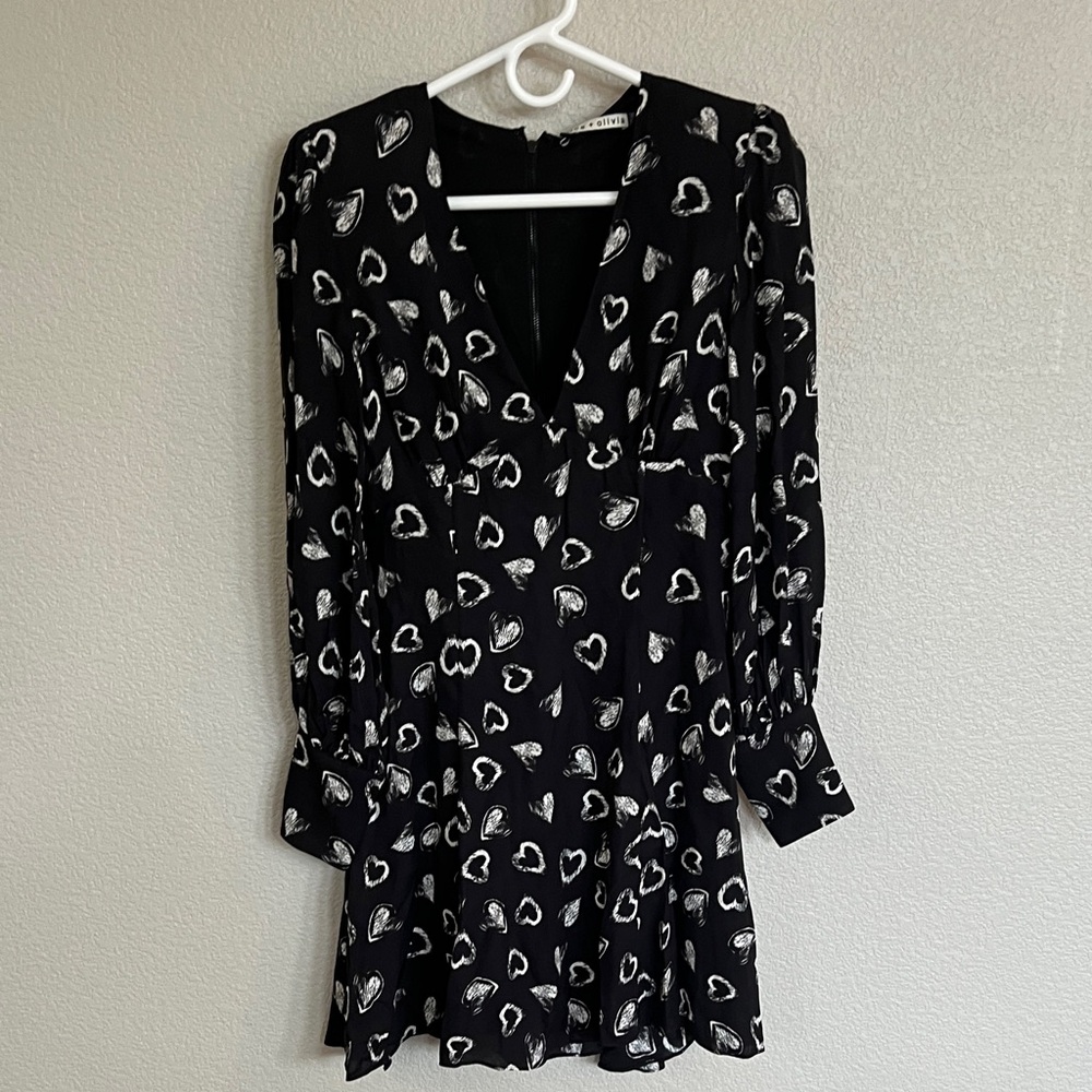 Alice + Olivia Black Dress with White Heart Pattern